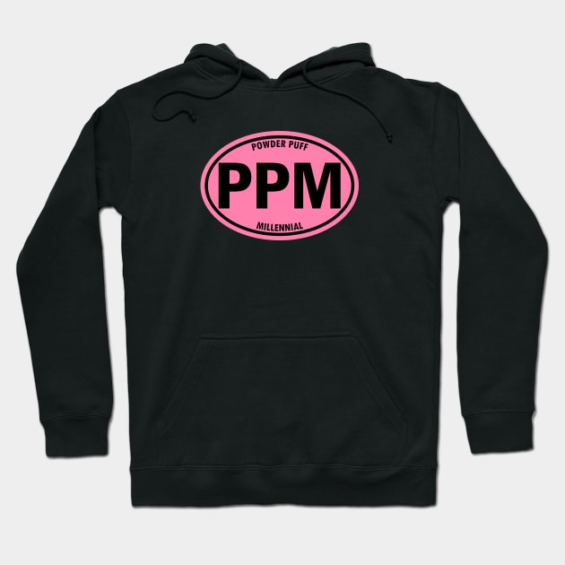 Powder Puff Millennial Oval Travel Sticker Hoodie by SeaStories